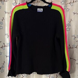 Future Deconstructed Collective Black Sweater with Neon Stripes L